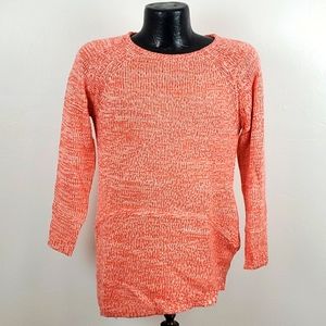 Helmut Lang Women Size S Sweater Asymmetric Knit Coral Soft Pocket Pullover